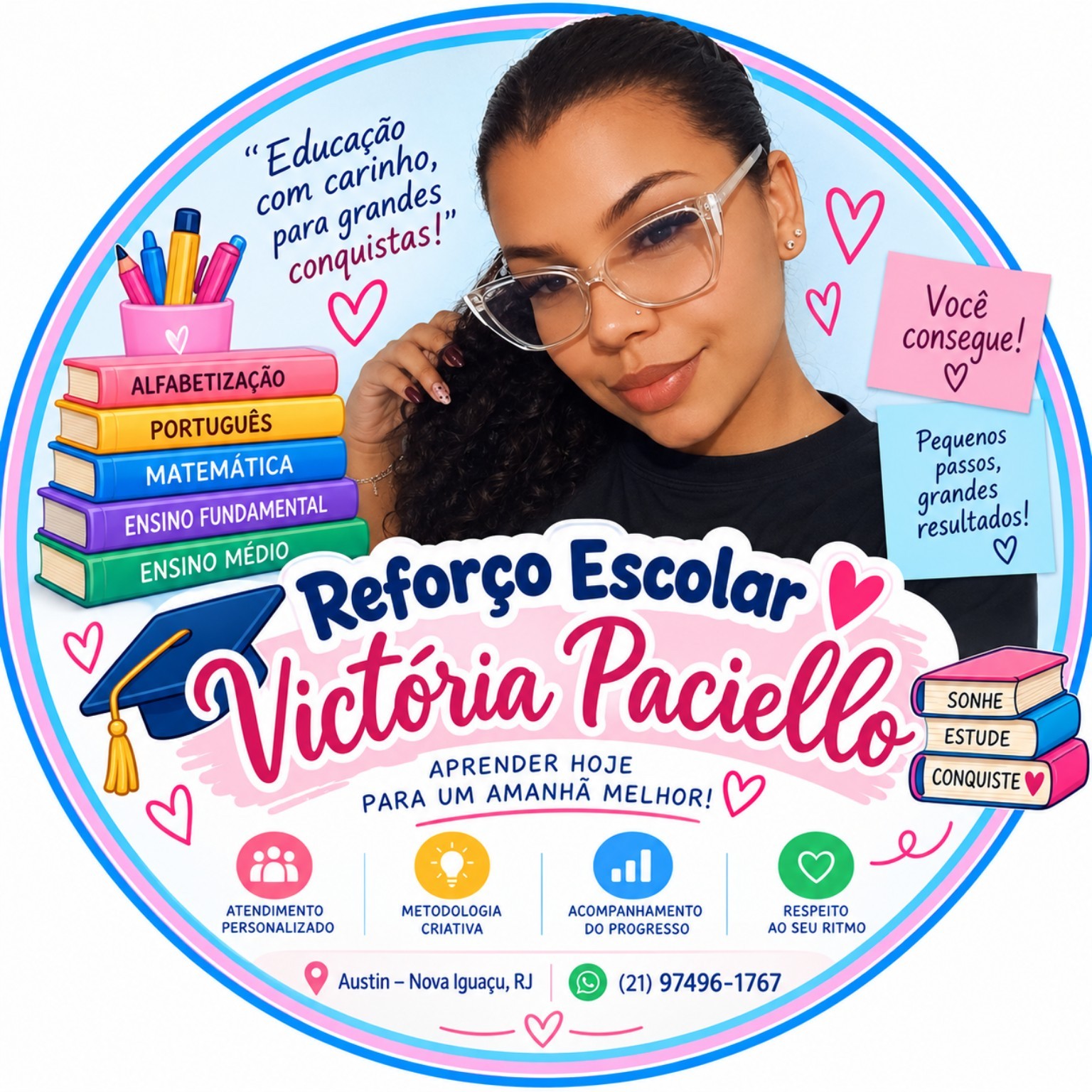 Identidade visual do Reforço Escolar Victória Paciello